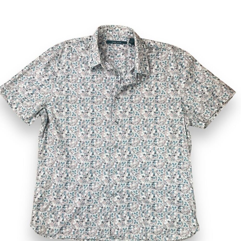 Perry Ellis Floral Button Front Cotton Shirt Large Cottagecore
